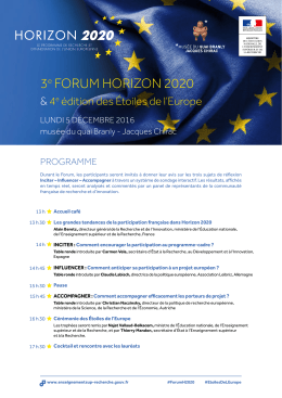 3e forum Horizon 2020 - Ministère de l`éducation nationale