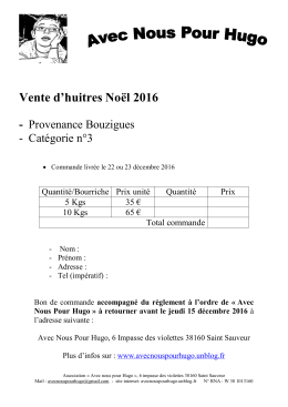 Vente d`huitres Noël 2016