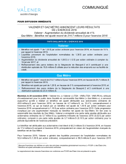gaz métro enregistre de bons résultats pour le deuxième