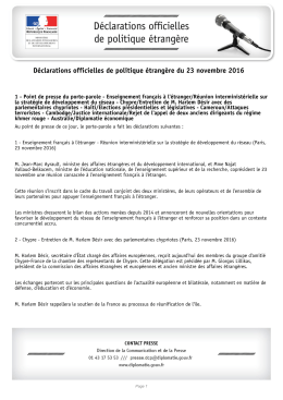 D&eacute;clarations officielles de politique &eacute;trang&egrave;re du 23 novembre 2016