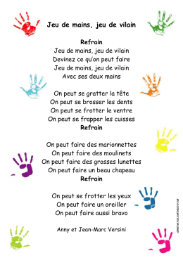 Jeu de mains, jeu de vilain - Ecole Ste Marie St Christophe du