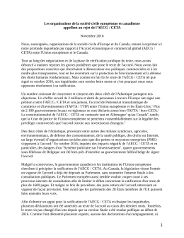 Les organisations de la société civile européenne et canadienne