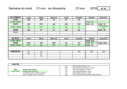 Planning de la semaine