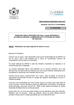 Question orale pos&eacute;e par Josette Risterucci au nom du groupe