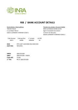 RIB / BANK ACCOUNT DETAILS