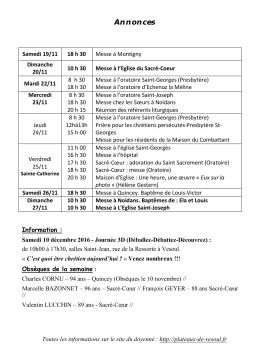 Les annonces du 20 novembre