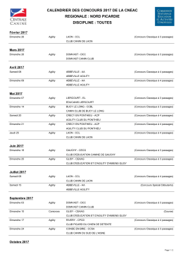 calendrier des concours 2017 de la cneac regionale : nord picardie