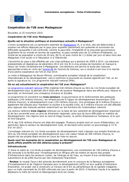 Coop&eacute;ration de l`UE avec Madagascar