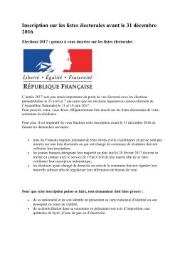 Inscription sur les listes électorales avant le 31 décembre