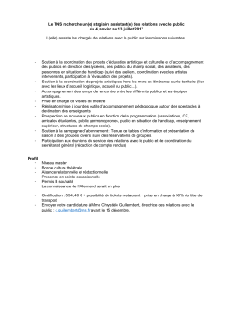 stagiaire assistant(e) des relations avec le public du 4 janvier au 13