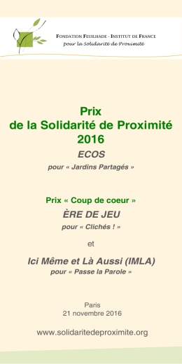 Prix de la Solidarité de Proximité 2016