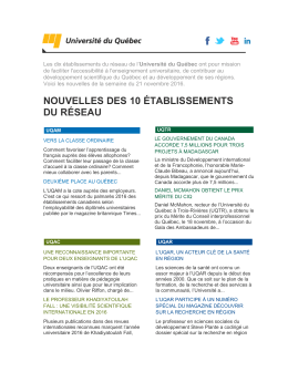 nouvelles des 10 établissements du réseau