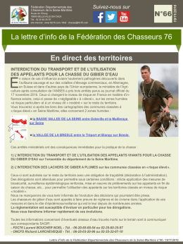 Consultez la 66&egrave;me lettre d`info hebdomadaire