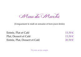 Menu du Marché