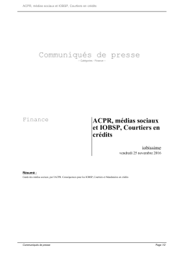 ACPR, médias sociaux et IOBSP, Courtiers en crédits