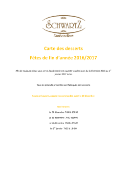 Carte des desserts Fêtes de fin d`année 2016/2017