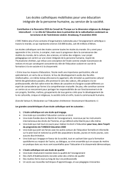 Les écoles catholiques mobilisées pour une éducation intégrale de