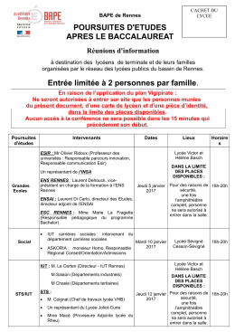 POURSUITES D`ETUDES APRES LE