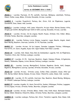 JEUDI 1 – Lourdes, Peyrouse, St.-Pé, Lestelle, Coarraze, Bénéjacq