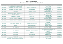 Jeudi 24 NOVEMBRE 2016 L`horaire des gardes suivantes