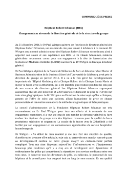 COMMUNIQU&Eacute; DE PRESSE H&ocirc;pitaux Robert Schuman