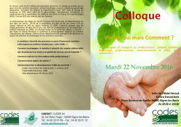 Vieillir, oui mais Comment ? Mardi 22 Novembre 2016