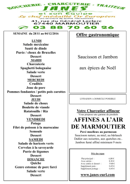 Carte Traiteur de la semaine