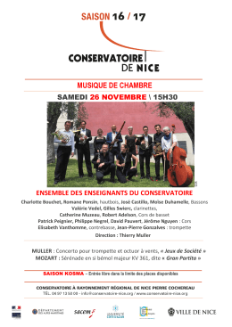 musique de chambre - Conservatoire de Nice