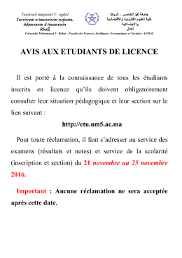 AVIS AUX ETUDIANTS DE LICENCE