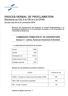 &Eacute;lections des repr&eacute;sentants des &eacute;tudiants &agrave; la CFVU