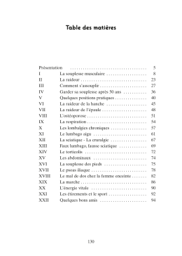 Table des matières