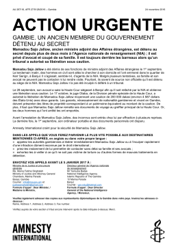 Gambie: UN ANCIEN MEMBRE DU