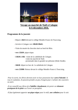 Voyage au marché de Noël à Cologne le 6 décembre 2016.