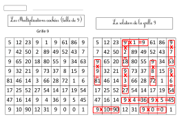 (Les multiplications cach\351es table 9)