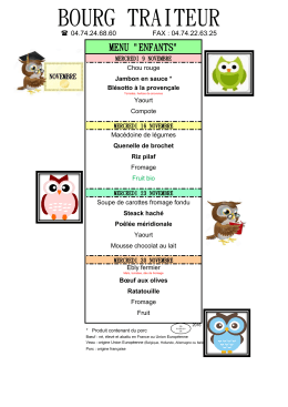 menus centre de loisirs novembre - Accueil du site de Bohas Meyriat