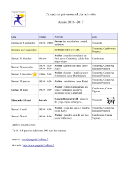 Calendrier prévisionnel des activités Année 2016 -2017