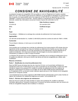 Consigne de navigabilit&eacute; CF-2016-35 Pneumatique