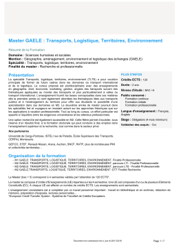 Master GAELE : Transports, Logistique, Territoires, Environnement