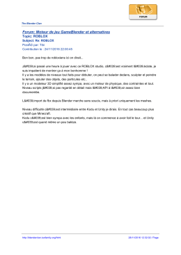 Forum: Moteur de jeu GameBlender et alternatives