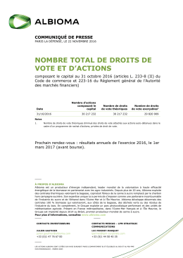 NOMBRE TOTAL DE DROITS DE VOTE ET D`ACTIONS