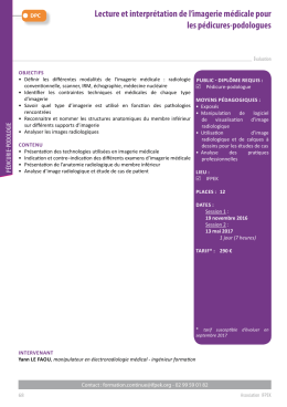 Lecture et interpr&eacute;tation de l`imagerie m&eacute;dicale pour les