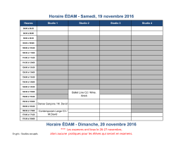 Horaire ÉDAM du 19 et 20 novembre 2016