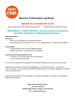 Réunion d`information syndicale Samedi 19 novembre - Sgen-CFDT