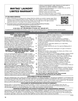 maytag&reg; laundry limited warranty