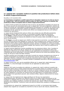 paquet lait» européen renforce la position des producteurs
