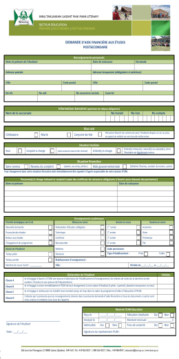 DEMANDE D`AIDE FINANCI&Egrave;RE AUX &Eacute;TUDES POSTSECONDAIRE