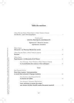 Table des mati&egrave;res (Fichier pdf, 624 Ko)
