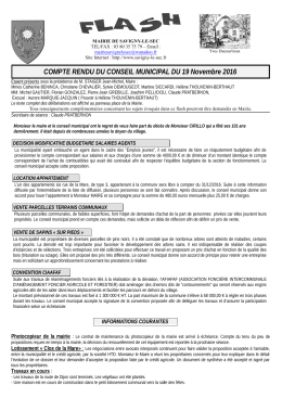 flash Novembre 2016 - MAIRIE DE SAVIGNY-LE-SEC
