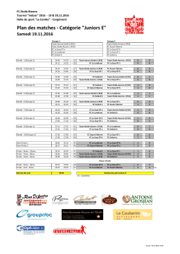 Plan des matches - Catégorie "Juniors E"