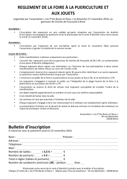 REGLEMENT DE LA FOIRE À LA PUERICULTURE ET AUX
